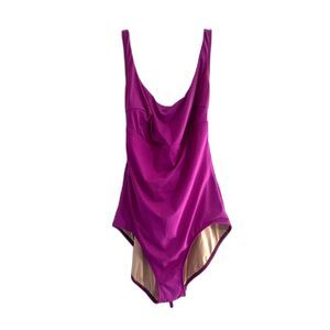 Land of Women One Piece Swimsuit Magenta Purple Lace Up Back Size Medium